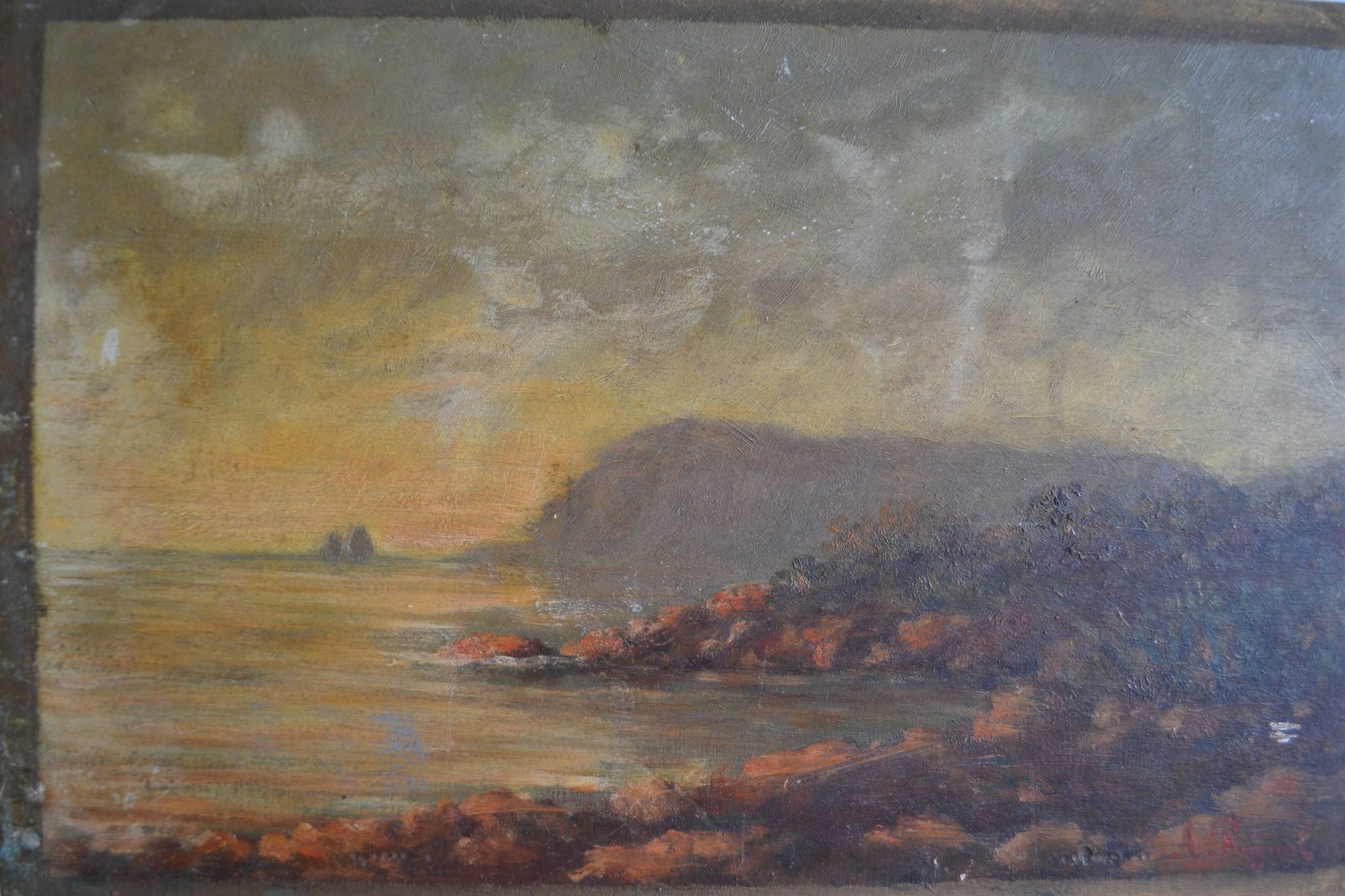 Old seaside painting HSP marine painting signed A. Raynal