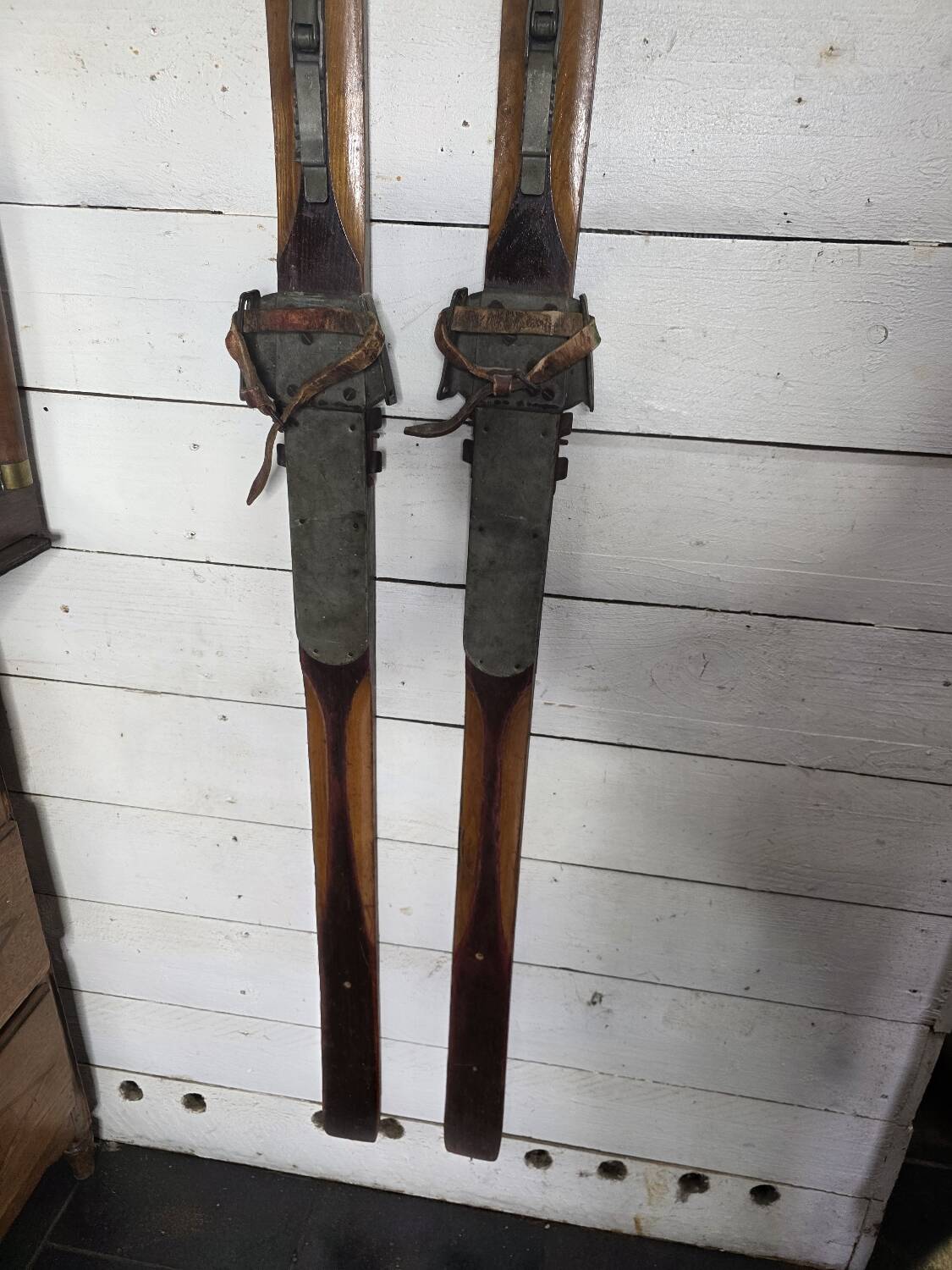 Pair of wooden skis from the 1940s