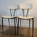 Paire de chaises en formica blanc