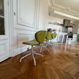 4 swivel sunset chairs CPillet in olive green leather 2000 e