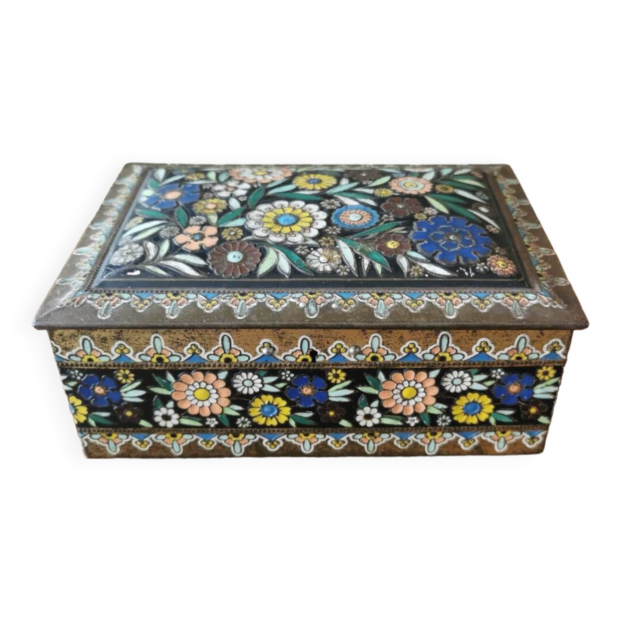 Vintage painted metal box