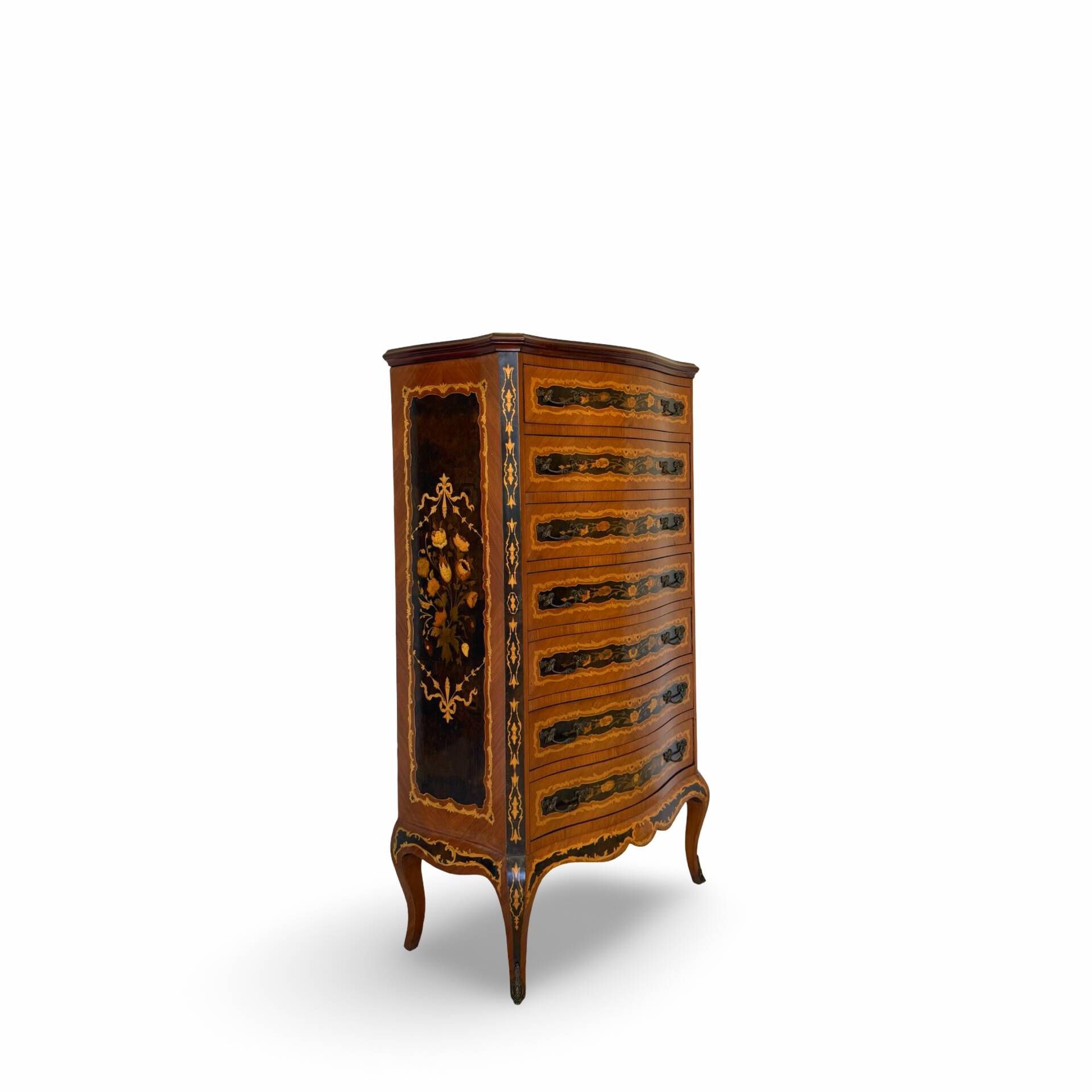 Wooden bedroom suite with inlays in mid-century Italian style, by Pacifici Prete, Rome.