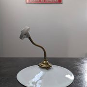 Antique smooth white opaline wall light with brass swan neck porcelain art deco 1930 diameter 25.9cm