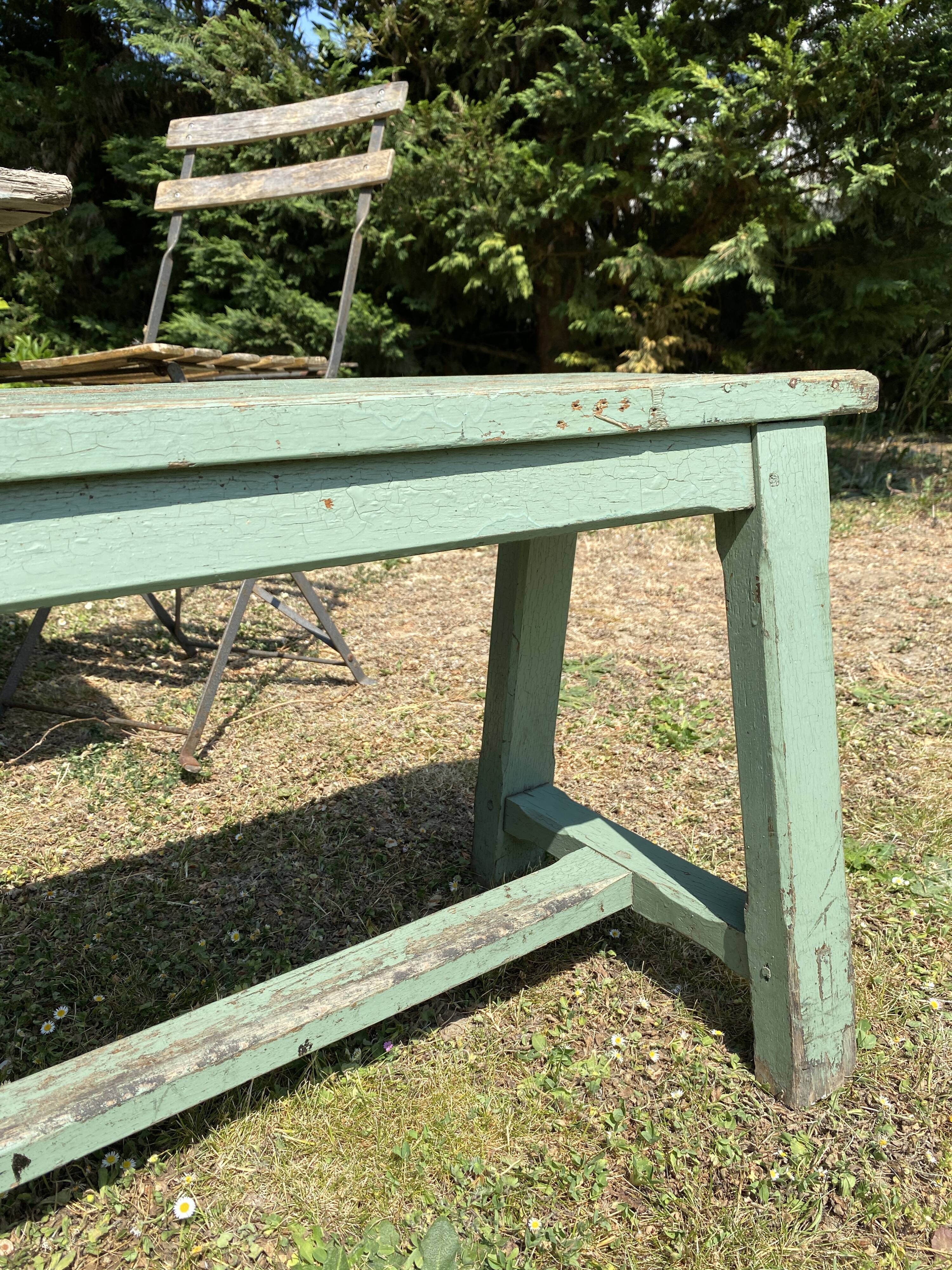 Old solid wood farmhouse bench