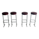 Ensemble de 4 tabourets de bar industriels – sièges bordeaux (années 1980)