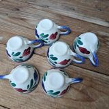 Set of 6 small cups in the style of Quimper, Bayeux, Rouen