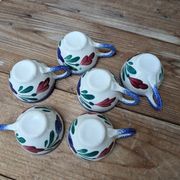 Ensemble de 6 petites tasses style Quimper, Bayeux, Rouen