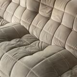 Sofa 3 places Kashima Line Roset velvet beige 70s