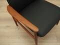 Lounge chair by Grete Jalk, solid teak frame, black leather upholstery, Denmark, 1970s