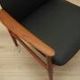 Lounge chair by Grete Jalk, solid teak frame, black leather upholstery, Denmark, 1970s