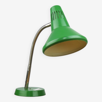 Lampe de bureau réglable en métal peint vert et bras spiralé chromé de TEP, années 1970