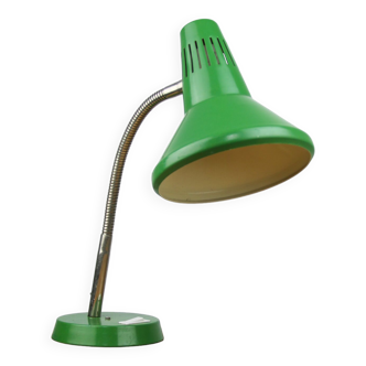 Adjustable Desk Lamp in Green Painted Metal and Chrome-Plated Spiral Arm from TEP, 1970s