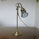 Art Nouveau style lamp, Vianne glassware and brass