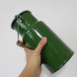 Enamelled metal milk jar, vintage
