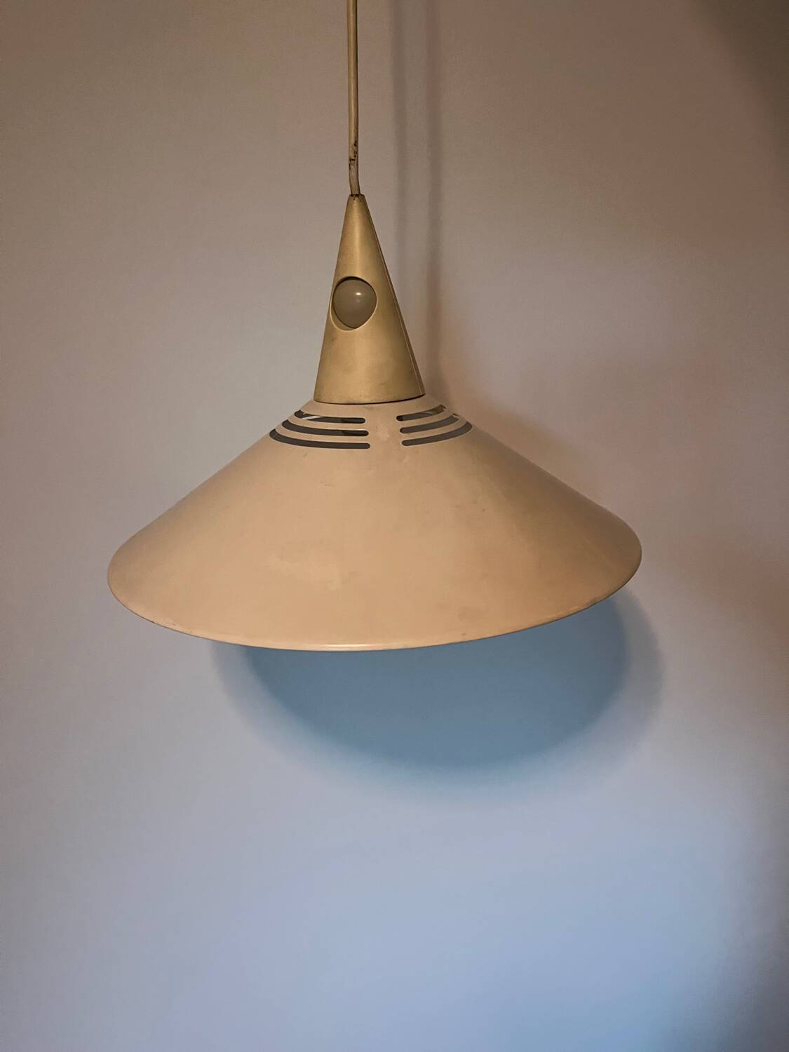 Beige metal pendant light, 1980s