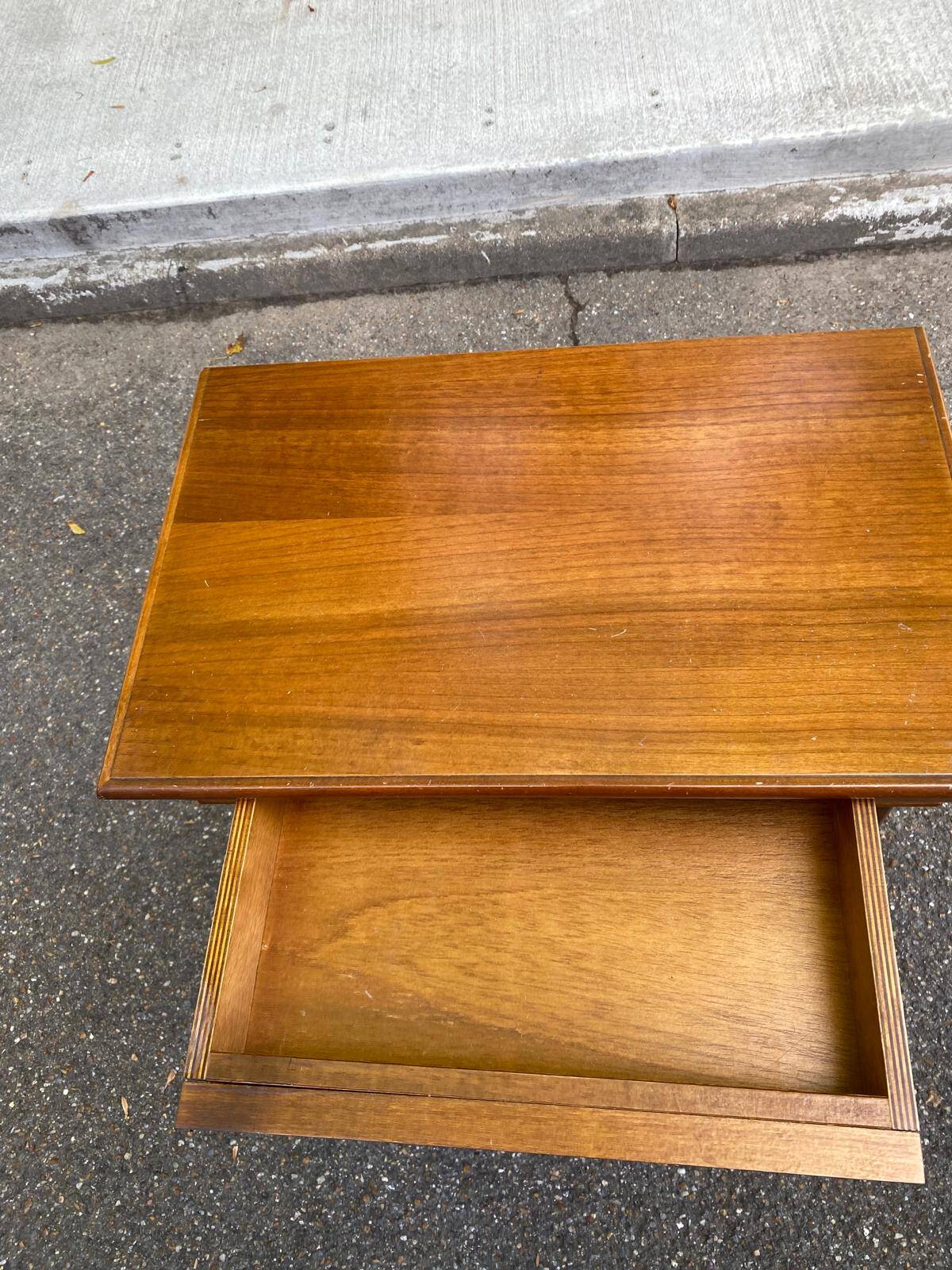 High bedside table, wooden accent table in Louis Philippe style.