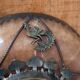 Vintage Oriental Stone Bowl with Metal Dragon and Phoenix Decorations
