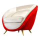 Guglielmo Veronesi Silver & Red Velvet Italian Lounge Chair for ISA Bergamo