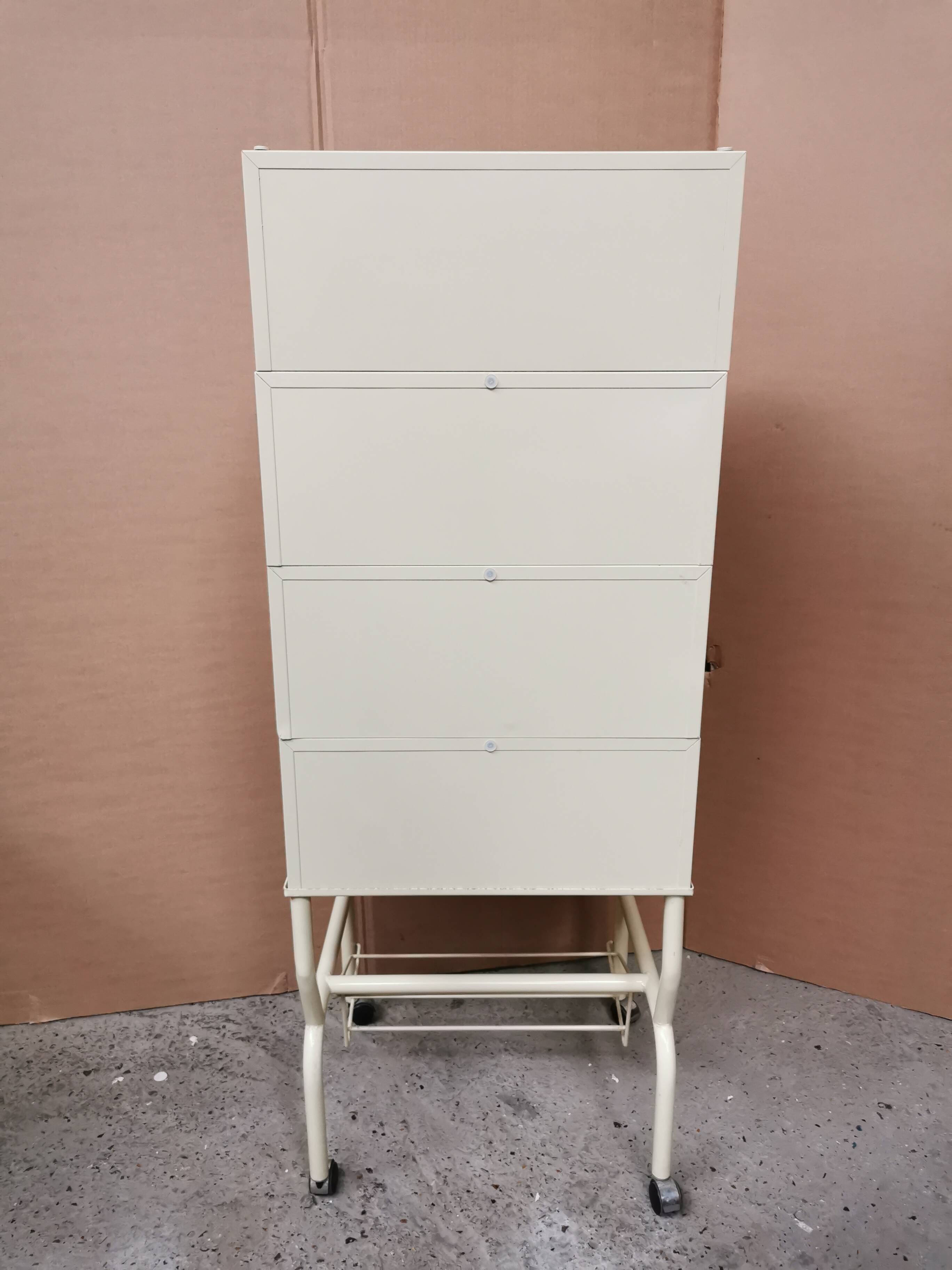 Vintage storage unit, 8 lockers, industrial design in metal
