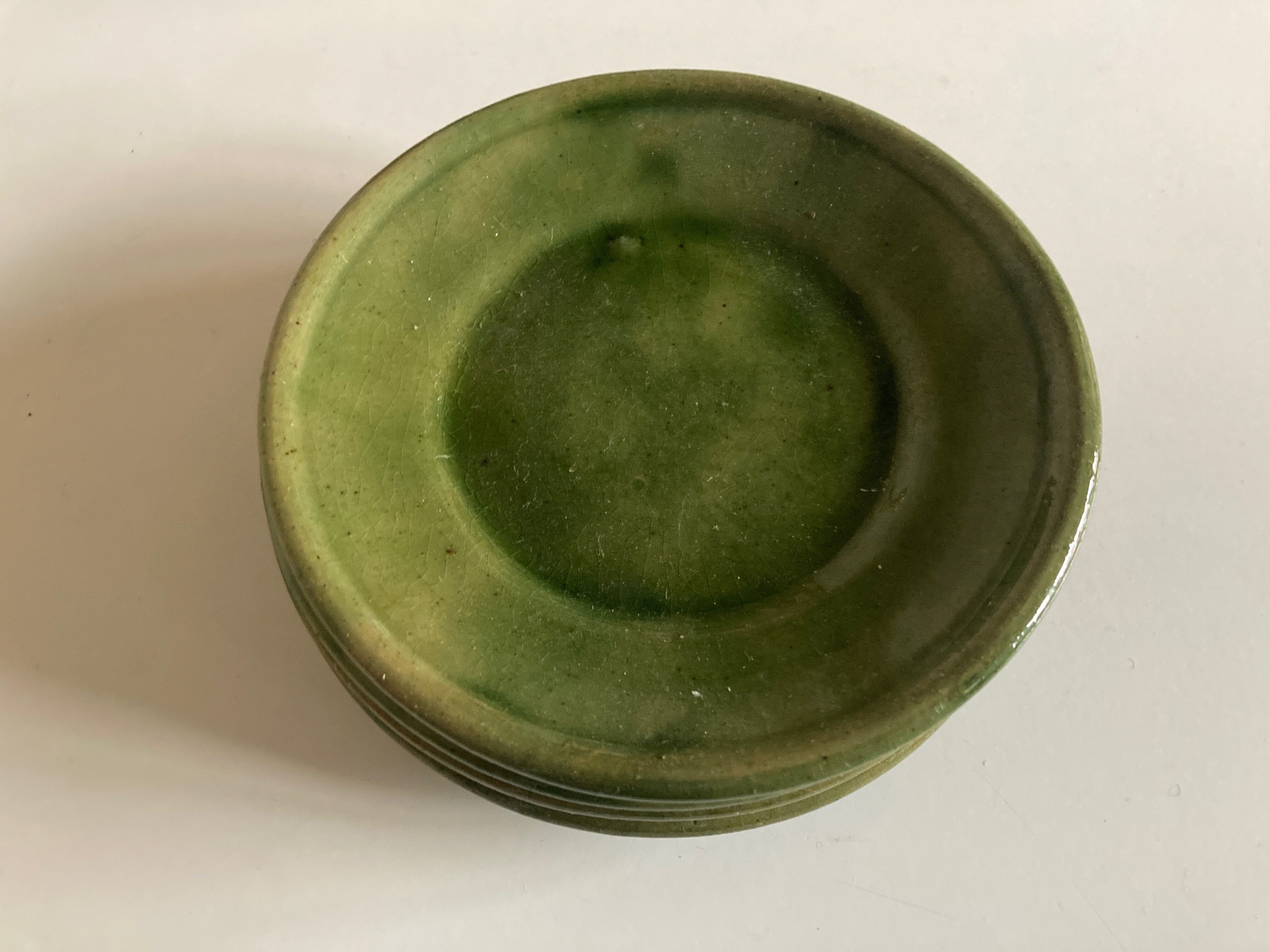 Set de 4 assiettes en terre vernissée verte de Biot 1960