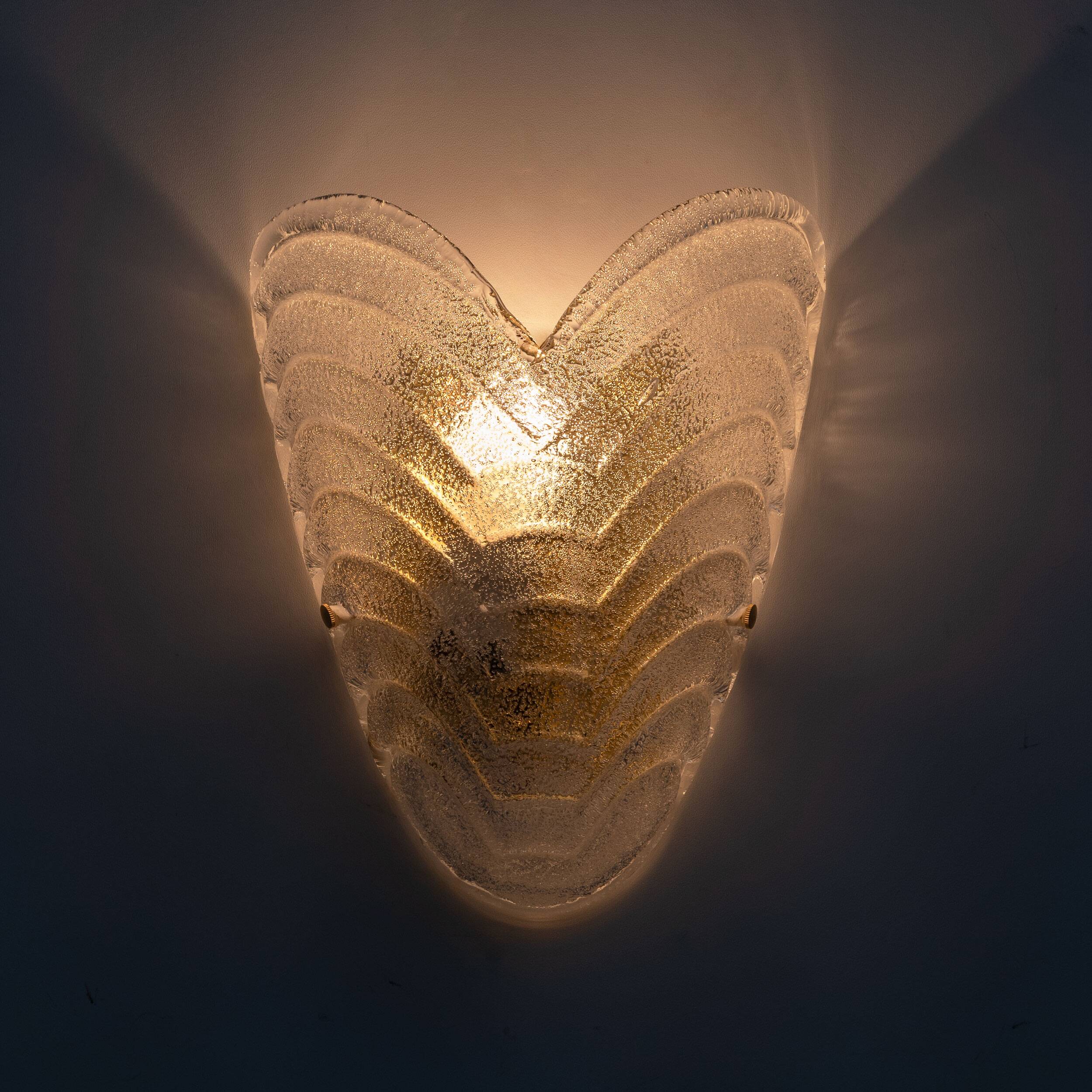 Pair of Murano glass wall lamps, 1960s vintage