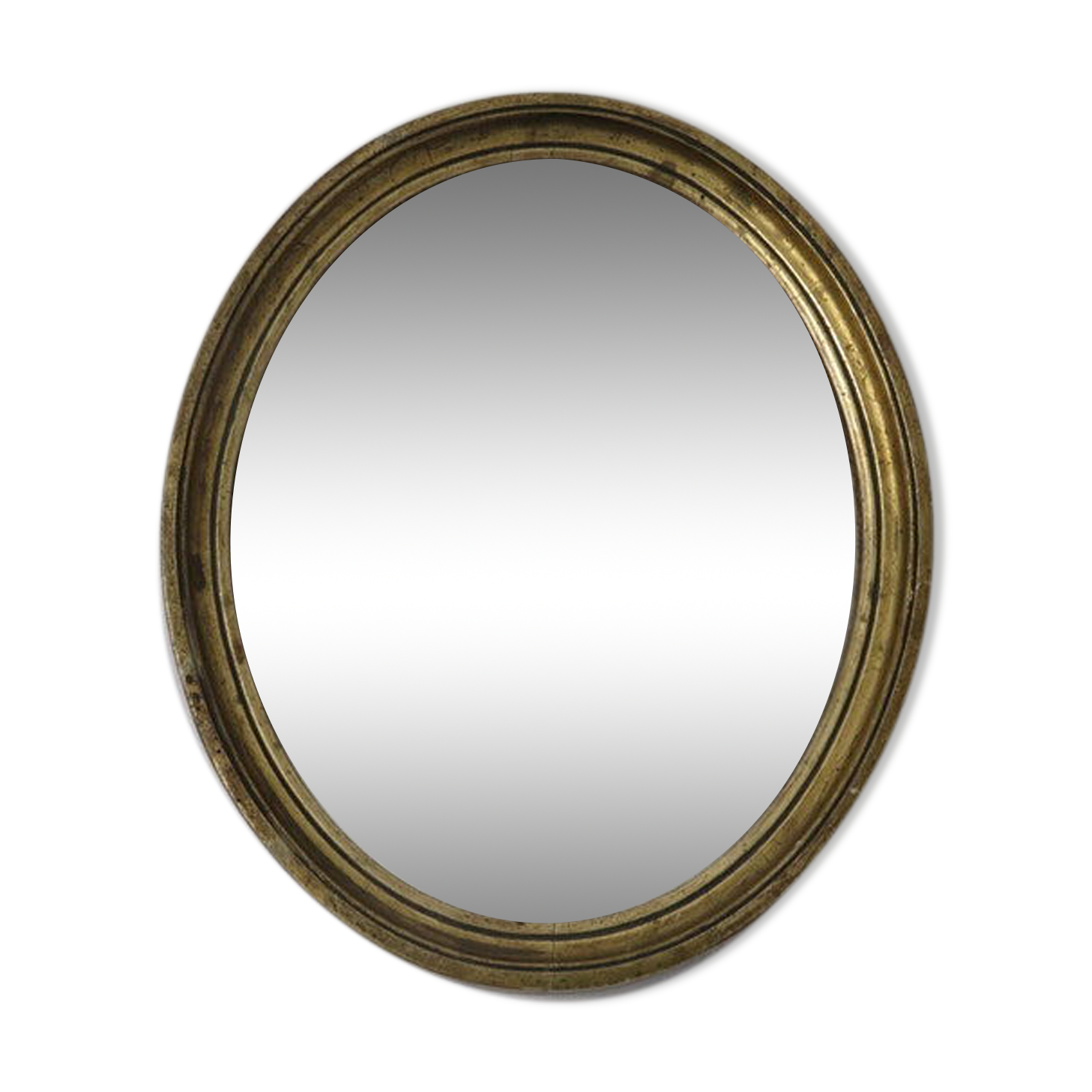 Old oval mirror in gilded wood 50s 60s