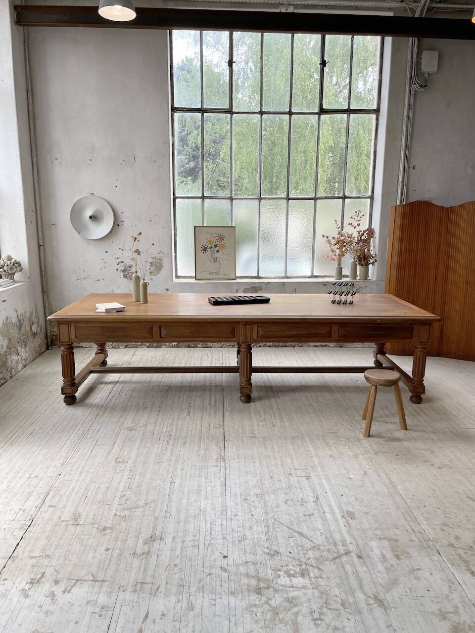 Solid walnut farmhouse castle table 1900 XXL