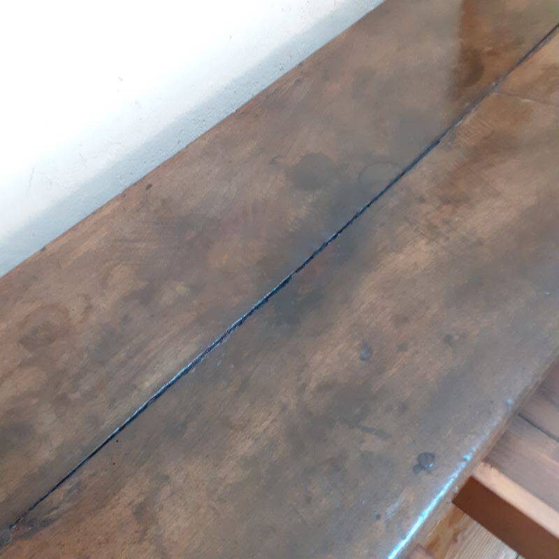 Monastery table, community table, 19th-century solid walnut console.