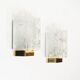 Pair of brass and glass wall lamps by Doria Leuchten
