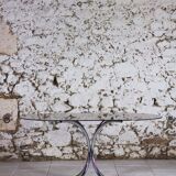 Oval dining table in chrome and smoked glass, 1970.