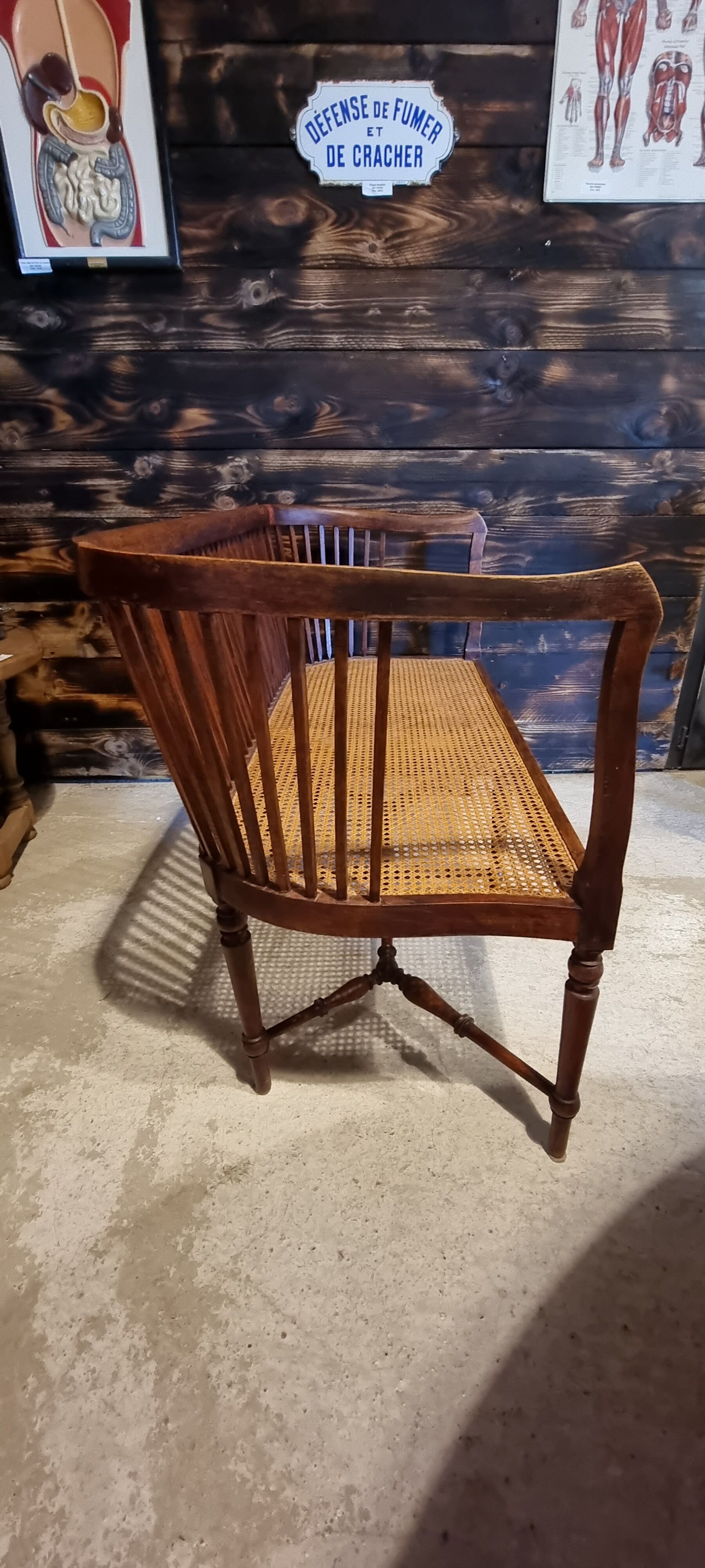 Wooden bench and cannage