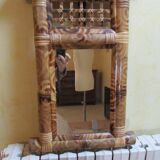 Rectangular bamboo and woven wicker mirror
