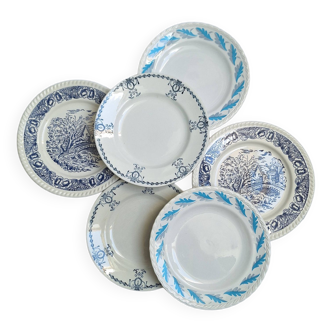 Assiettes plates bleu vintage