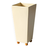 Ceramic cubic vase on wooden ball feet, Netherlands, 1990s