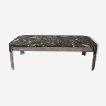 Marble & stainless steel coffee table "Roche Bobois" - 70s