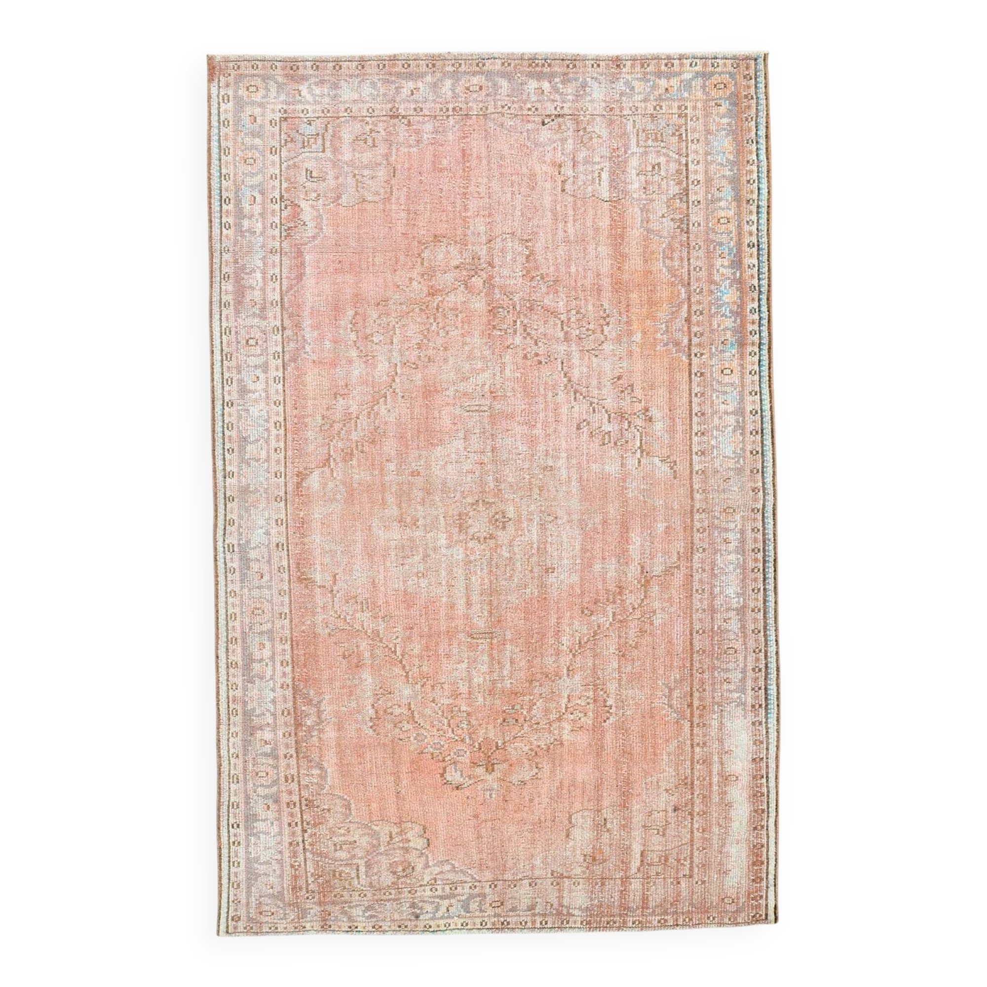 Tapis Oushak Rose Vintage, Tapis Turc Vieilli, 171x267 Cm