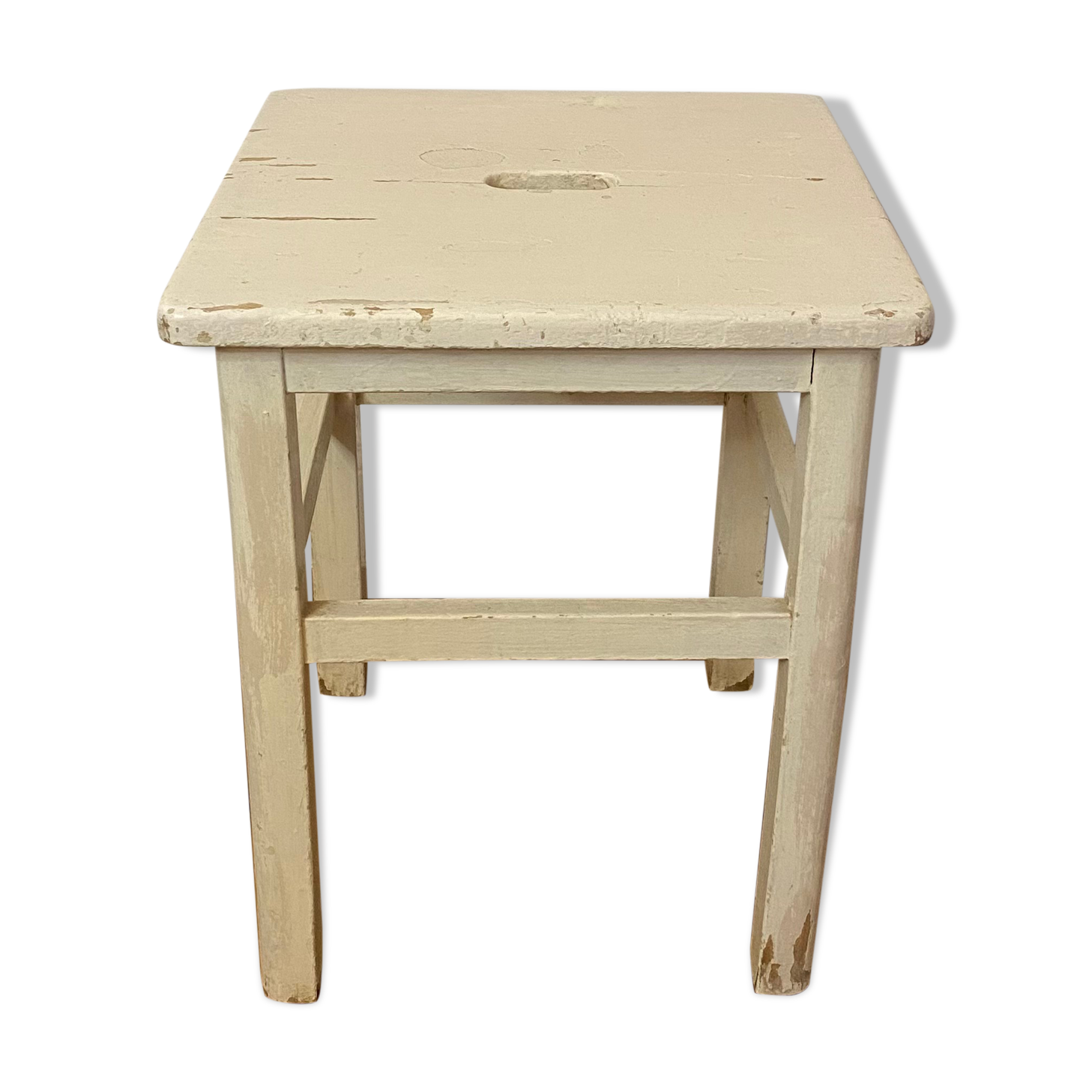 White wooden stool