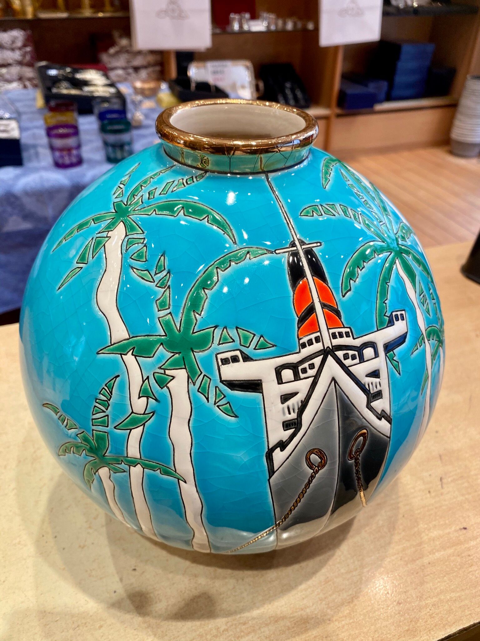 Vase boule Émaux de Longwy Selency