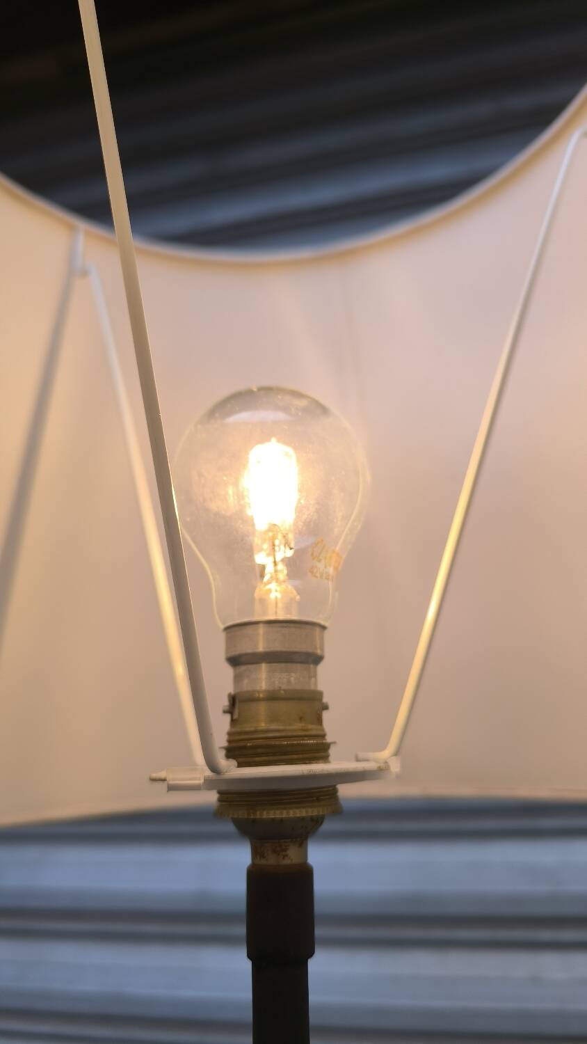 1950s wrought iron tripod floor lamp