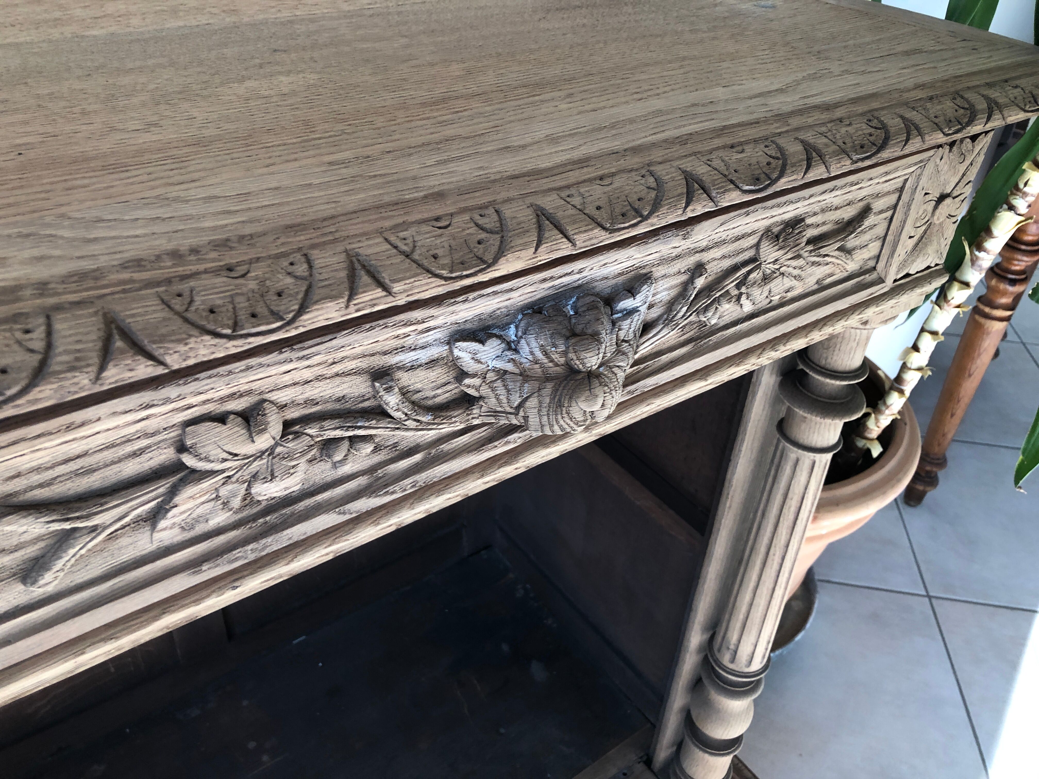 Antique carved and sandblasted sideboard
