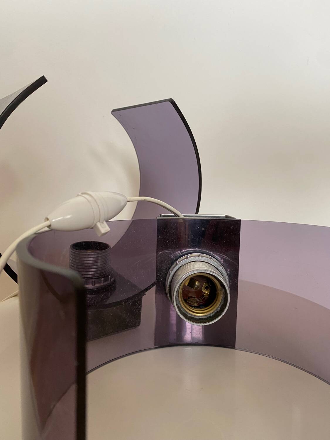 Pair of smoked plexi wall lights from the 70s