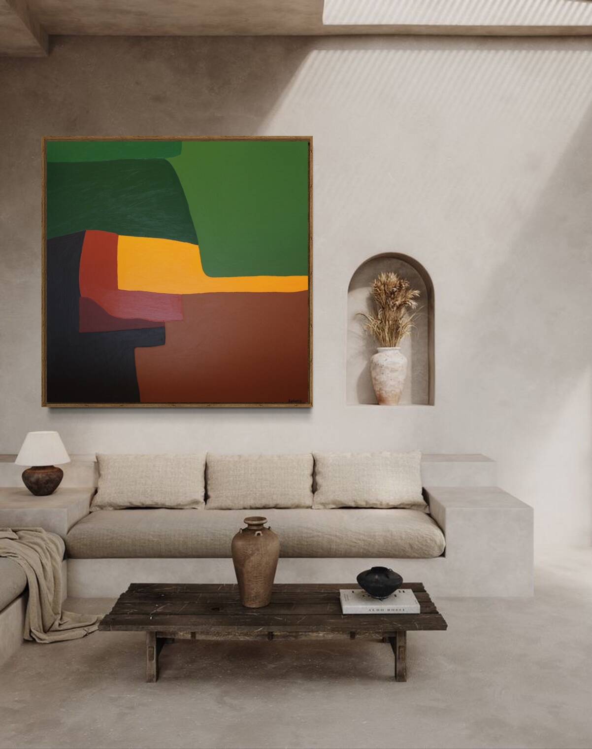 Soothing abstract canvas "Green Palette" 80x80cm