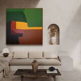 Soothing abstract canvas "Green Palette" 80x80cm