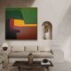 Soothing abstract canvas "Green Palette" 80x80cm