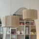 Beige natural rattan lampshade suspension - D30 cm