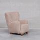Danish mid-century wingback upholstered boucle armchair