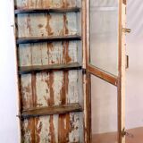 Burmese teak display case with original ecru patina
