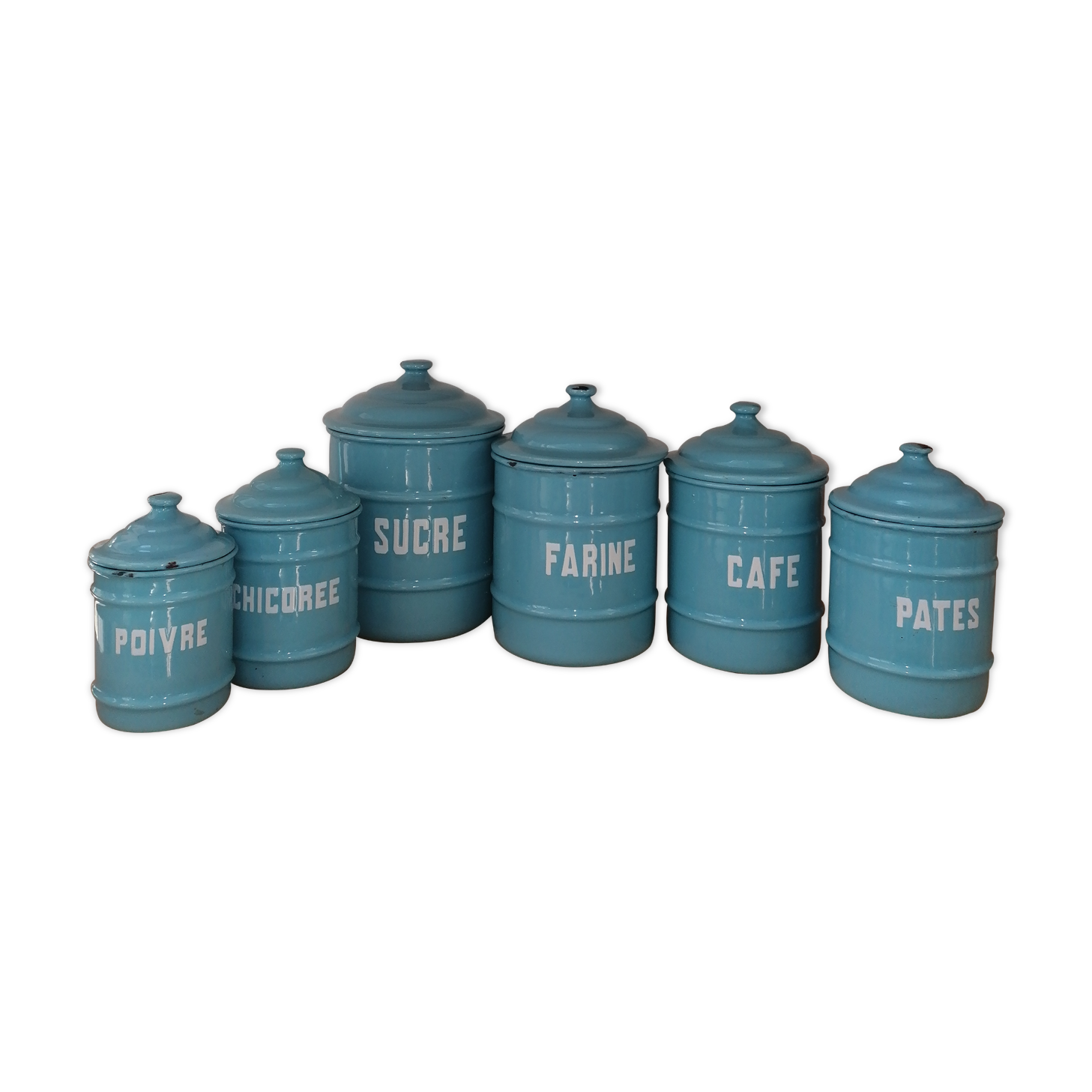 Series of enamel pots for spices or condiments