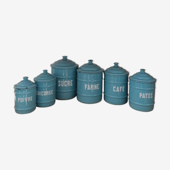 Series of enamel pots for spices or condiments