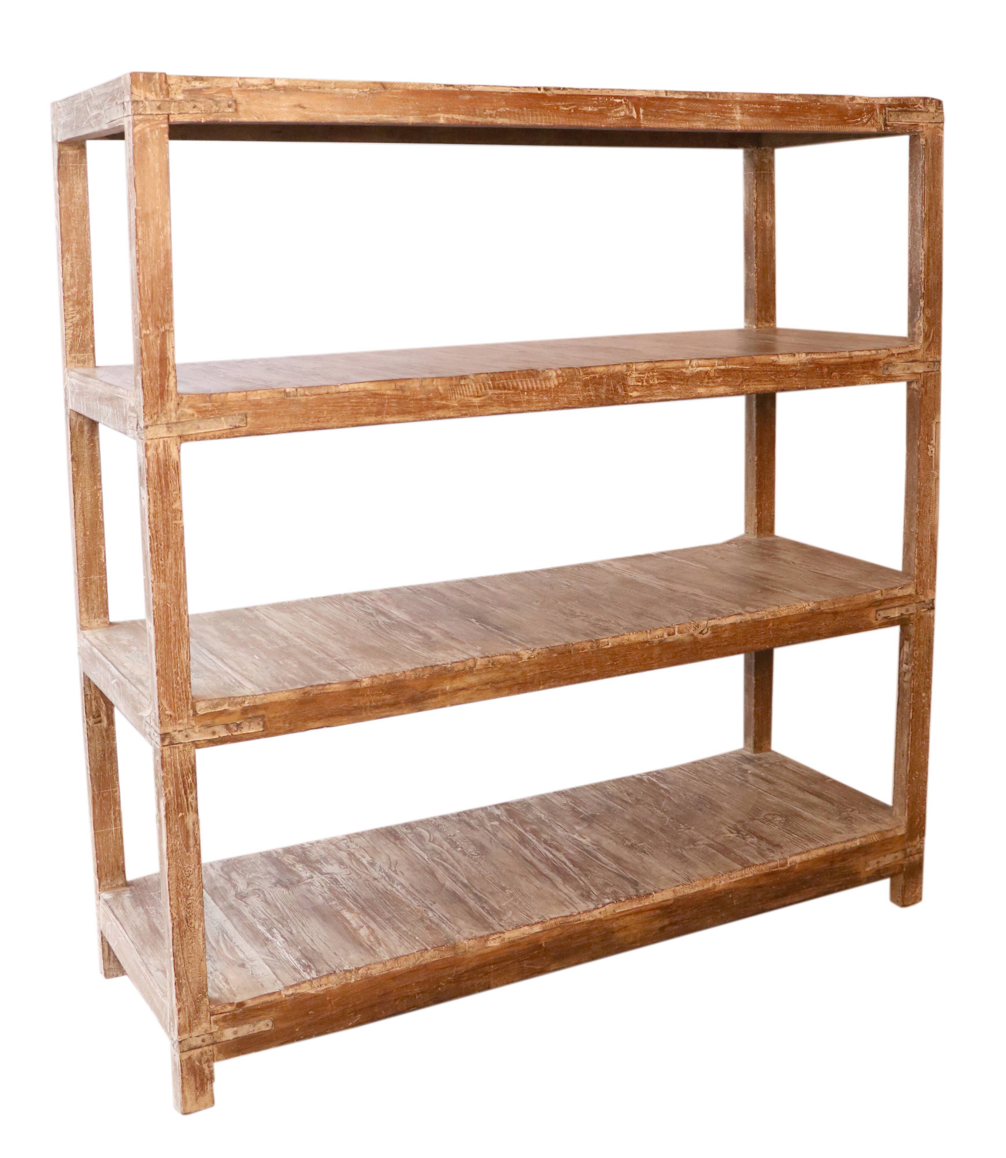 Old burmese teak workshop shelf original unbleached patina